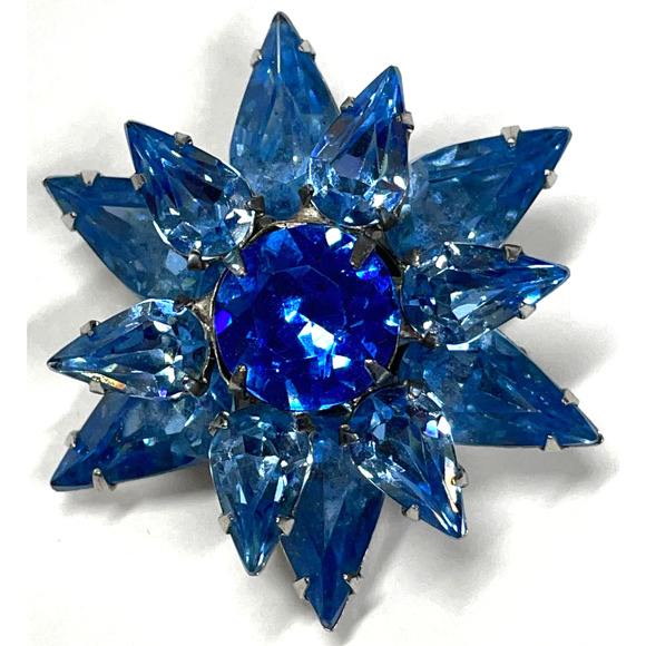 Weiss Co Jewelry Vintage 94s Weiss Signed Blue Rhinestone Star